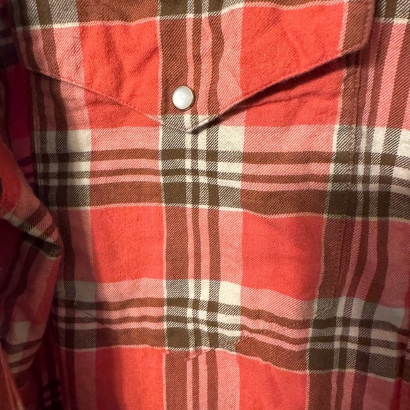 Women’s Levi’s Western Wear Orange/ Brown Top with Pearl Buttons SIZE XL SOFT - Picture 4 of 14